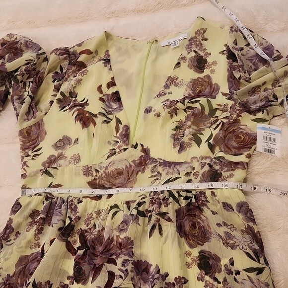 FOURTEENTH PLACE Ella Long Sleeve Chiffon Tiered Maxi dress in yellow bouquet XL - Picture 13 of 16